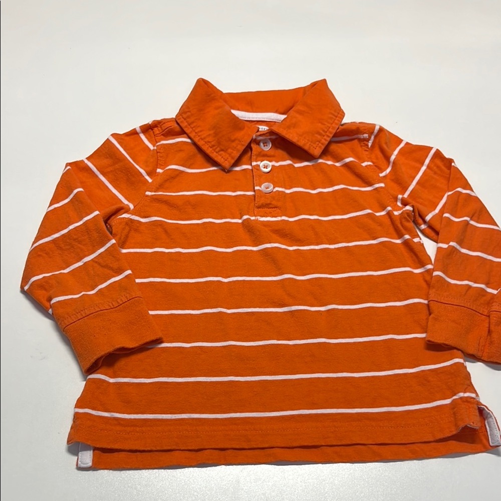 Orange Striped Kids Polo Shirt